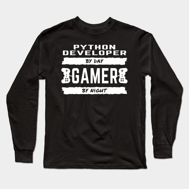 Python Developer By Day - Gamer By Night Long Sleeve T-Shirt by MrDrajan